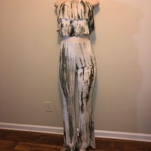 Green wide leg 2 piece